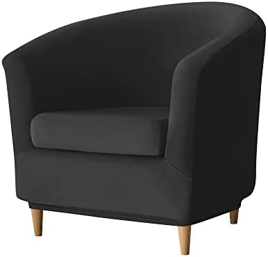 Deisy Dee 2 Piece Velvet Club Chair Slipcover Stretch Barrel Chair Covers Accent Chair Cover Removable Couch Furniture Protector Arm Chair Cover for Living Room (Kelly) - Image 4