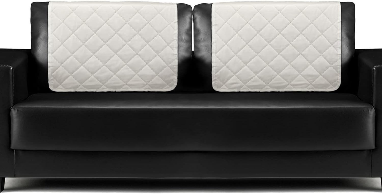 Frienda 2 Pieces Recliner Headrest Covers Sofa Headrest Protector Sherpa for Recliner Chair Couch Furniture Non Slip for Living Room (Beige) - Image 5