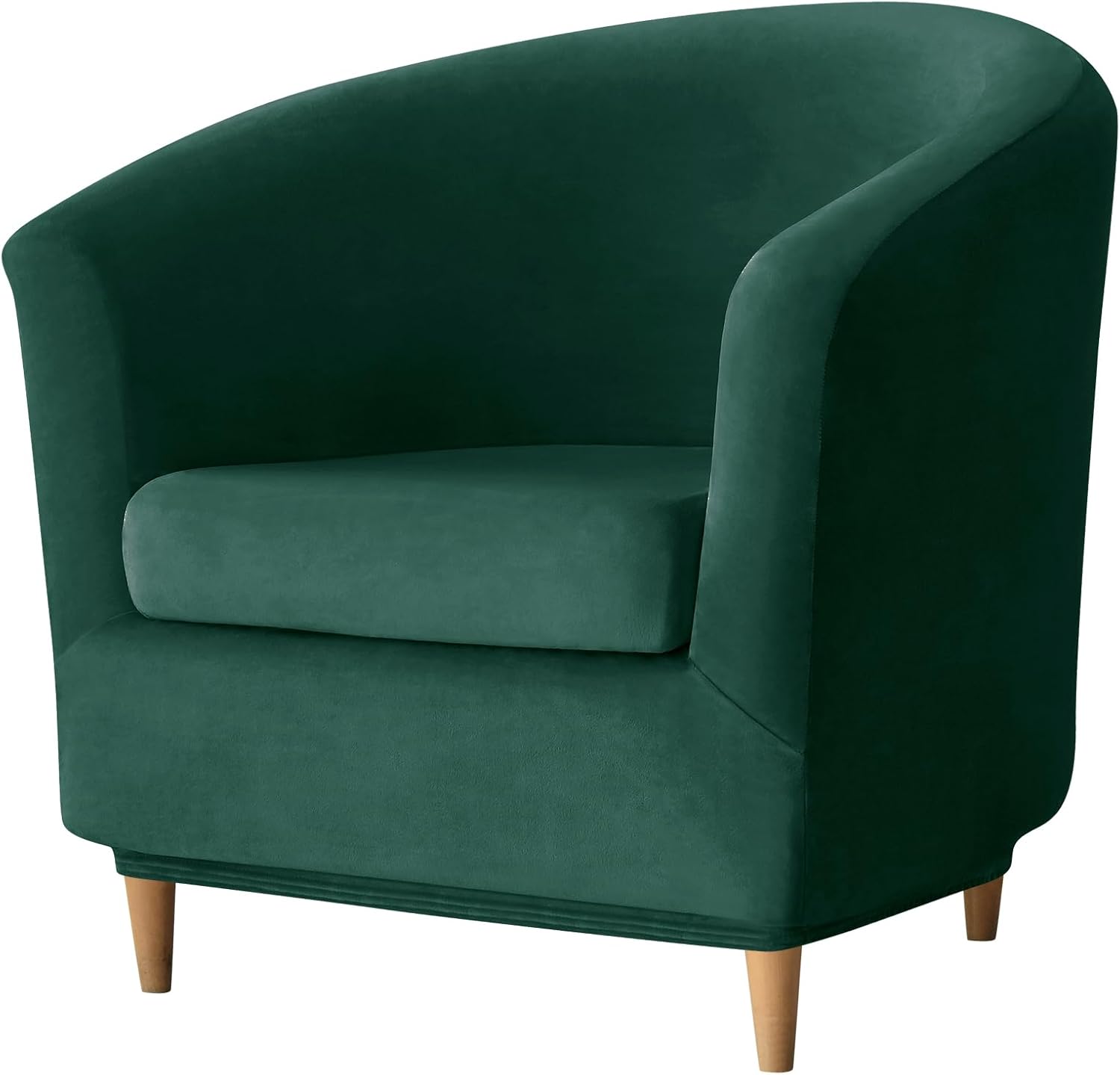 Deisy Dee 2 Piece Velvet Club Chair Slipcover Stretch Barrel Chair Covers Accent Chair Cover Removable Couch Furniture Protector Arm Chair Cover for Living Room (Kelly)